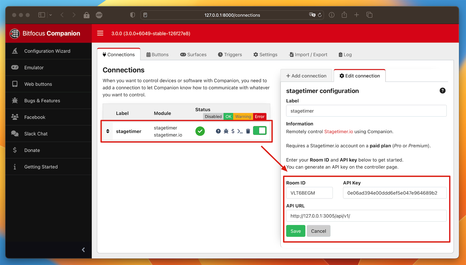 Companion module configuration